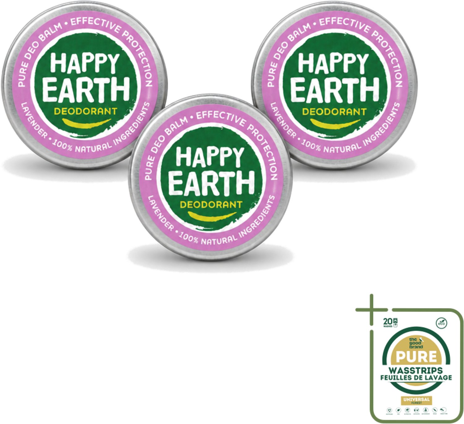 3 x Happy Earth – Deodorant Balm – 100% Natuurlijk Lavender – 45 g - 100% Natuurlijke Deodorant - Lavendel Deodorant - Natuurlijke Deodorant Balm - Frisse Geur - Huidvriendelijke Deodorant