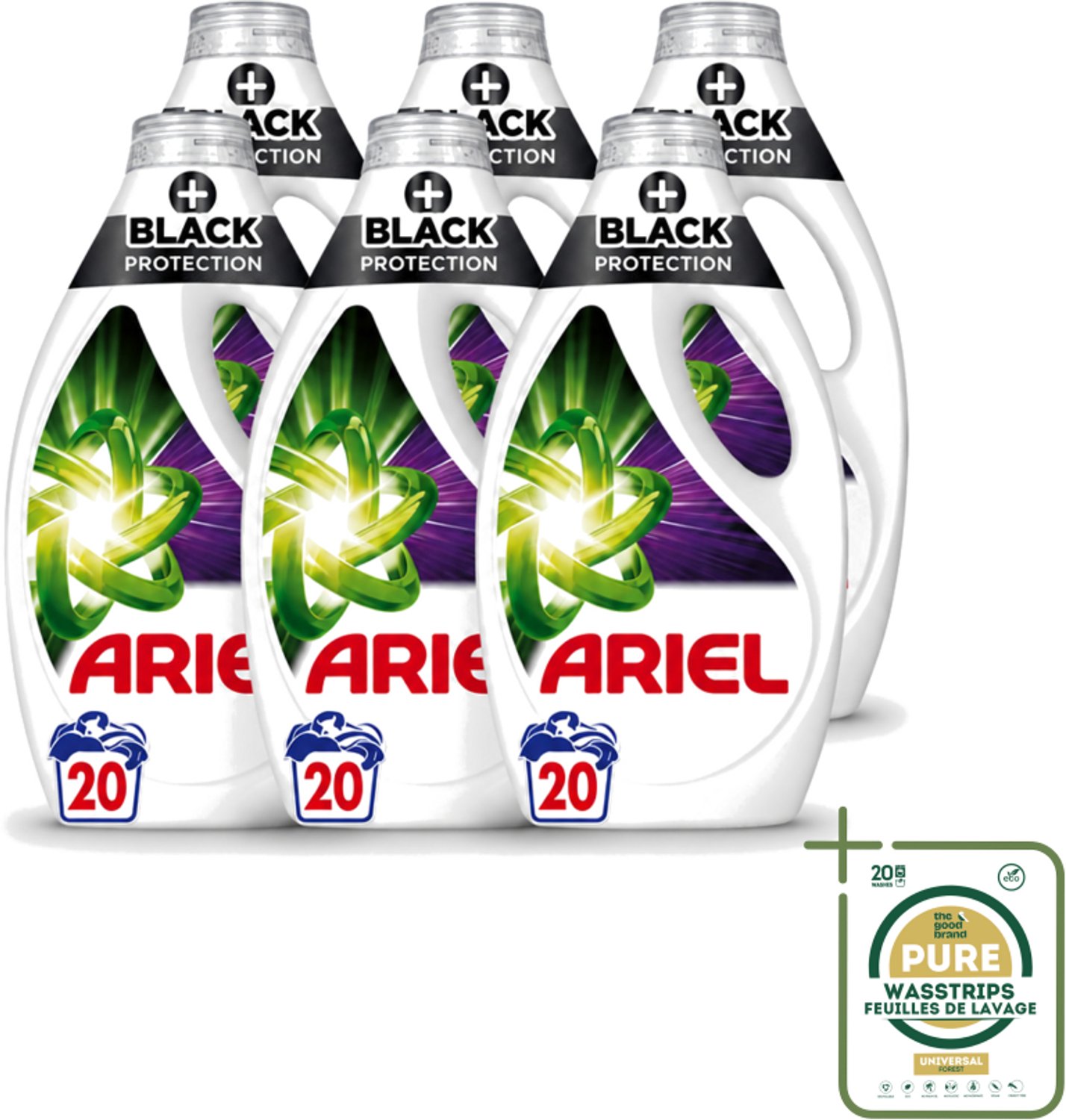 6 x Ariel – +Revita Black – Vloeibaar Wasmiddel – 900 ml - Wasstrips - Donkere Was - Kleurbescherming - Vlekverwijdering - Cools Wasmiddel - Zwarte Kleding Beschermen