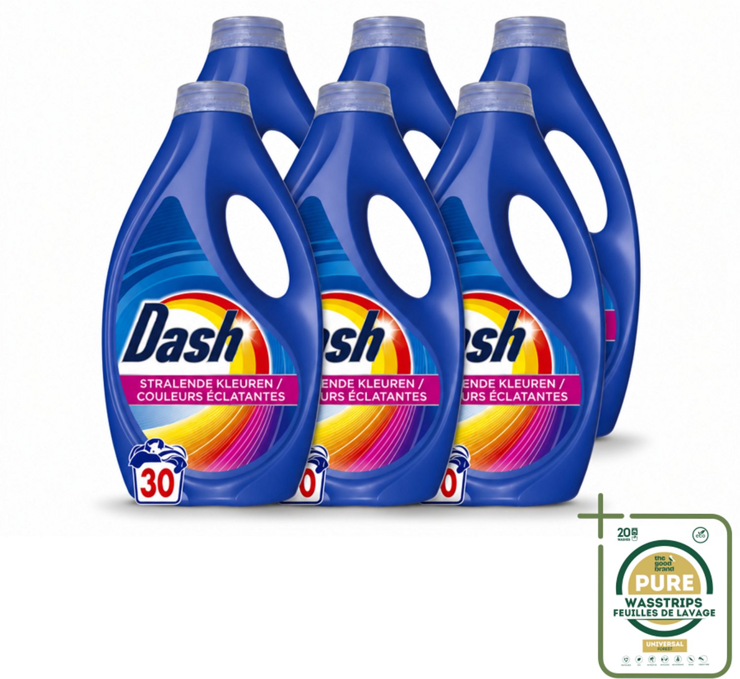 6 x Dash – Wasmiddel – Color – 1350 ml - Wasstrips - Kleurbehoud - Vlekverwijdering - Frisse Kleuren - Wasmiddel Voor Gekleurde Was - Energiezuinig Wassen