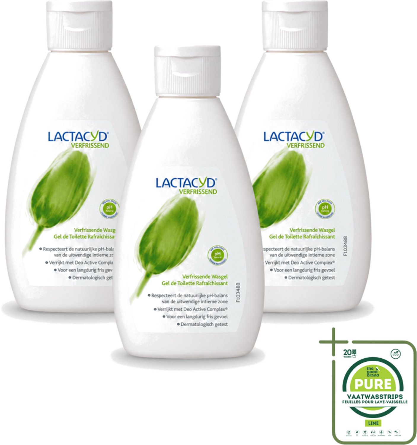 3 x Lactacyd – Verfrissende Wasgel - 200 m - Grootverpakking - Vaatwasstrips - Intieme Wasgel - Frisse Intieme Wasgel - Menthol Wasgel - Geurvervoegende Wasgel - Intieme Verzorging