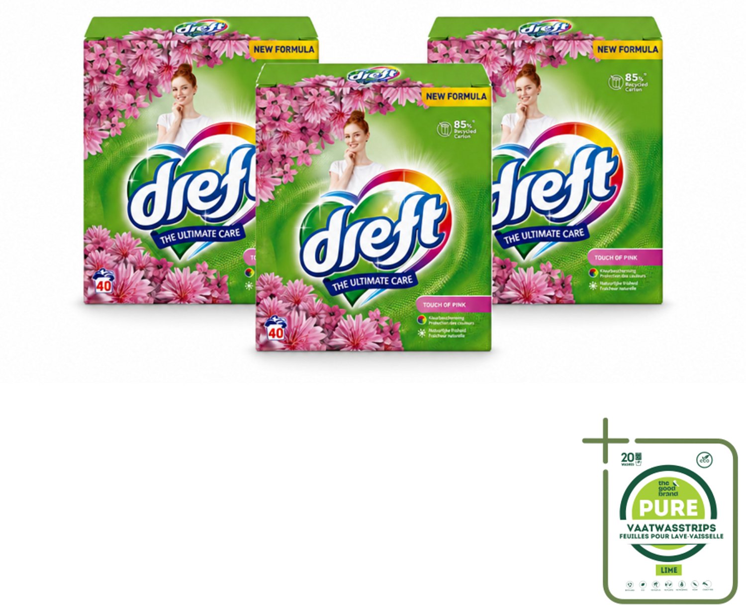 3 x Dreft – Touch Pink – Poeder Wasmiddel – 2,6 kg – 40 wasbeurten - Grootverpakking - Vaatwasstrips - Wasmiddel Poeder - Wasmiddel Voor Kleding - Frisheid Wasmiddel - Kleurbescherming Wasmiddel - Anti-kreukwerking