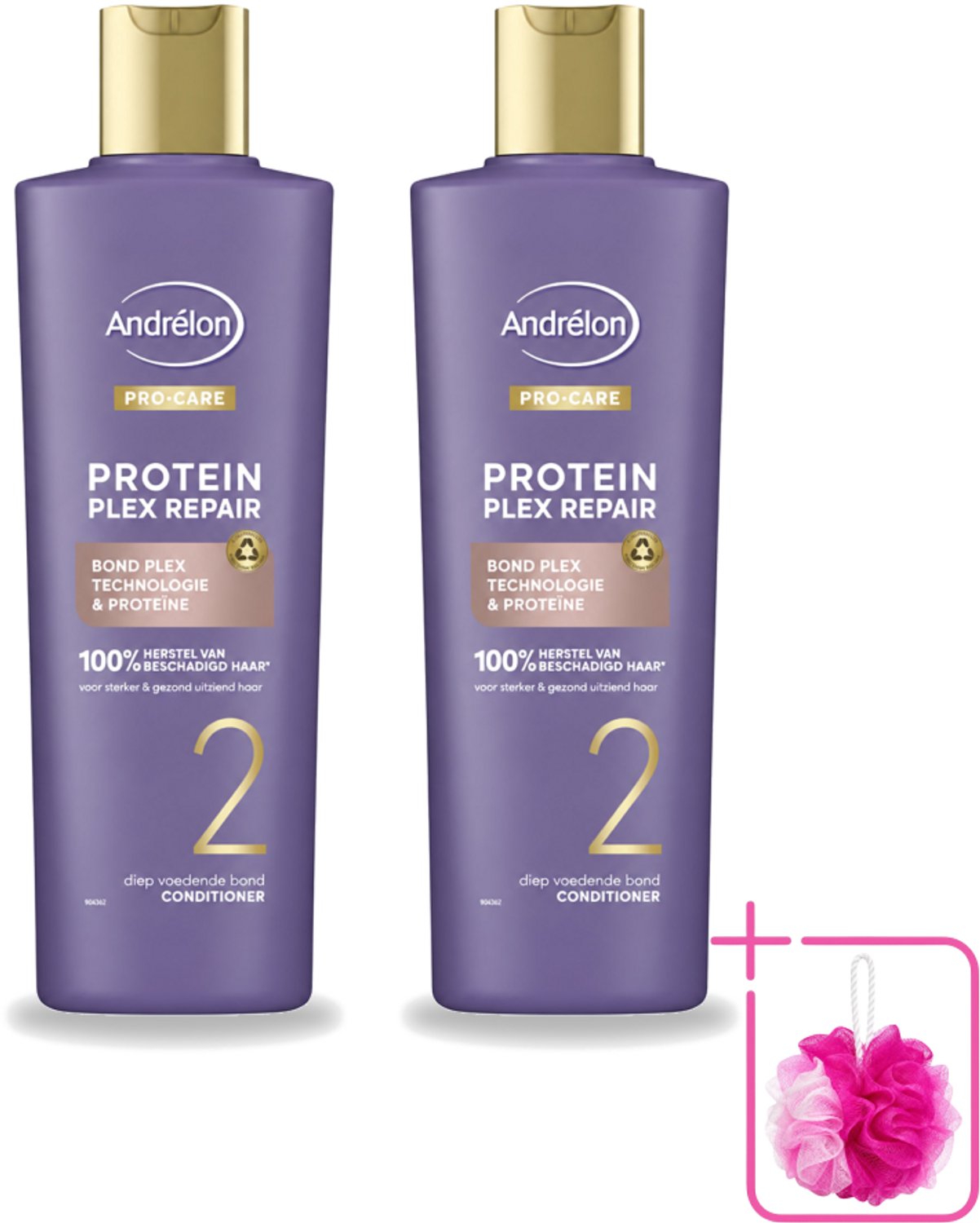 2 x Andrélon – Conditioner – Pro Care Protein Plex Repair – 250 ml - Bulkverpakking - Herstel haar - Douchemop - Beschadigd haar