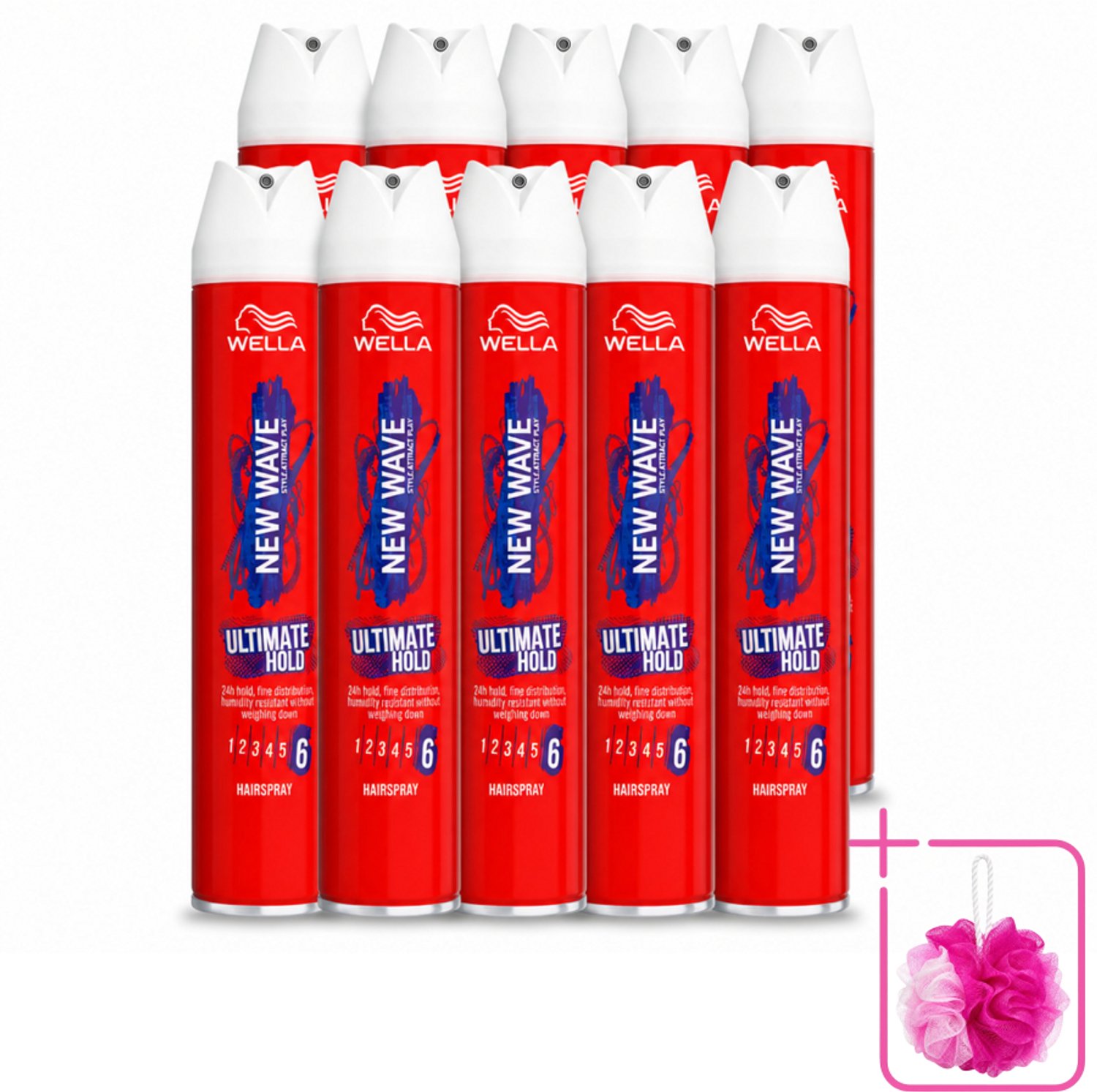 12 x Wella – New Wave Ultimate Hold – Haarspray – 400 ml - Bulkverpakking - Haarspray - Douchemop - Fixatiespray
