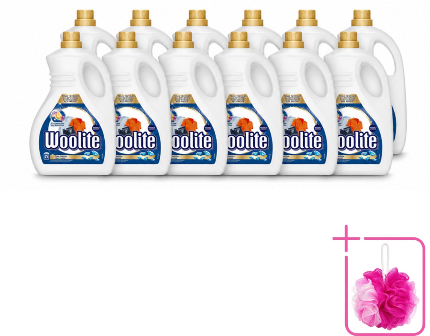 12 x Woolite - Wasmiddel - Vloeibaar Wasmiddel - Alle textiel - 25wb/1,5L - Bulkverpakking - Wasmiddel voor textiel - Douchemop - Keratine wasmiddel