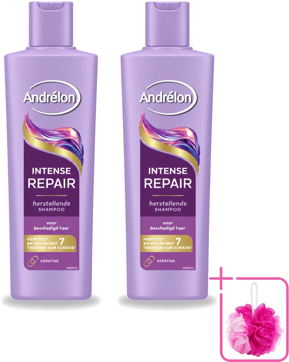 2 x Andrélon – Shampoo – Intense Repair – 250 ml - Bulkverpakking - Haar herstellen - Douchemop - Beschadigd haar