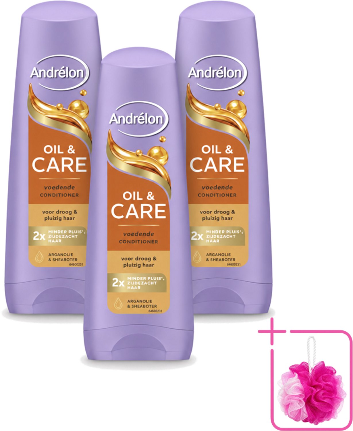 3 x Andrélon – Conditioner – Oil & Care – 200 ml - Bulkverpakking - Droog haar - Douchemop - Pluis haar