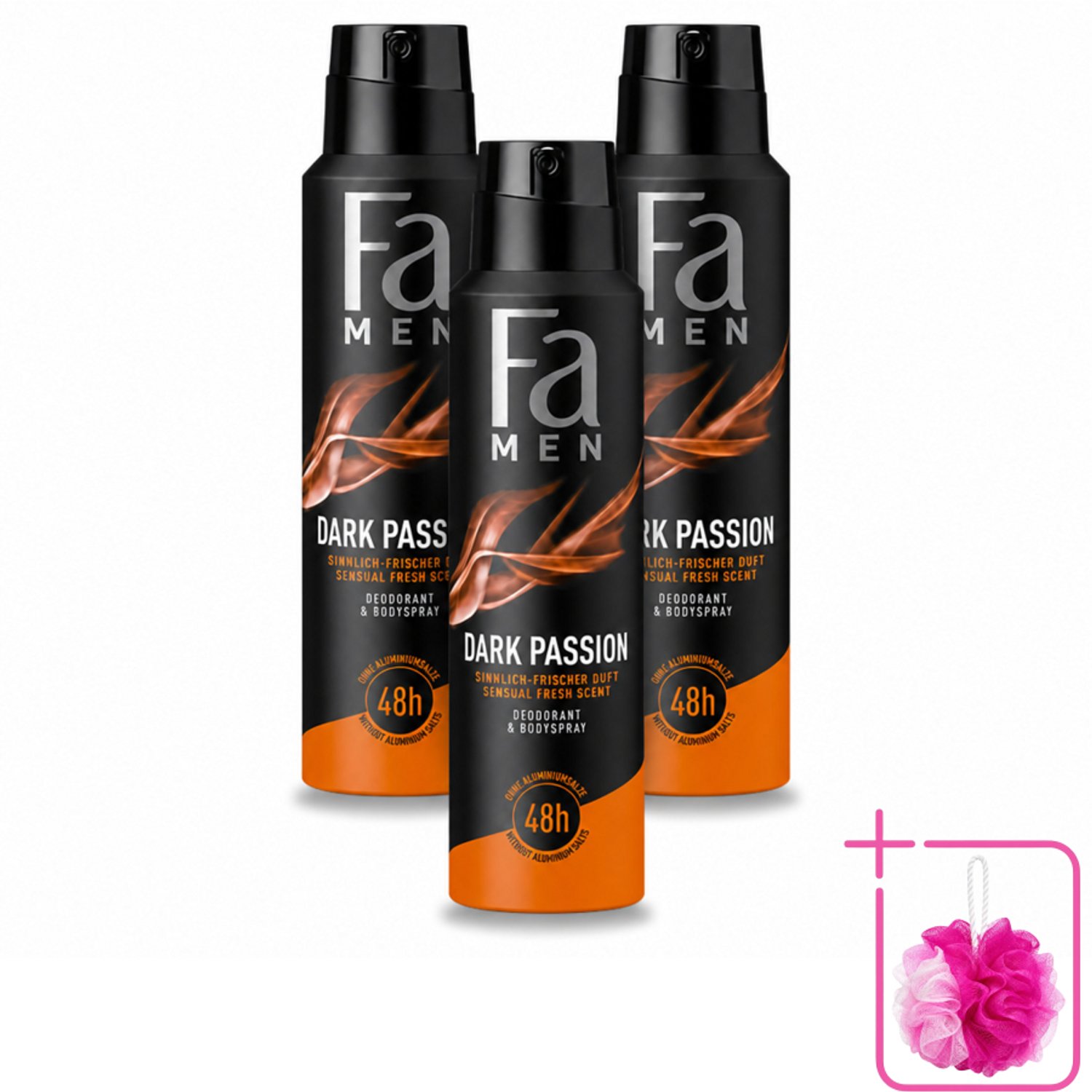 3 x Fa – Deodorant Spray – Men Dark Passion – 150 ml - Bulkverpakking - Deodorant spray voor mannen - Krachtige geur