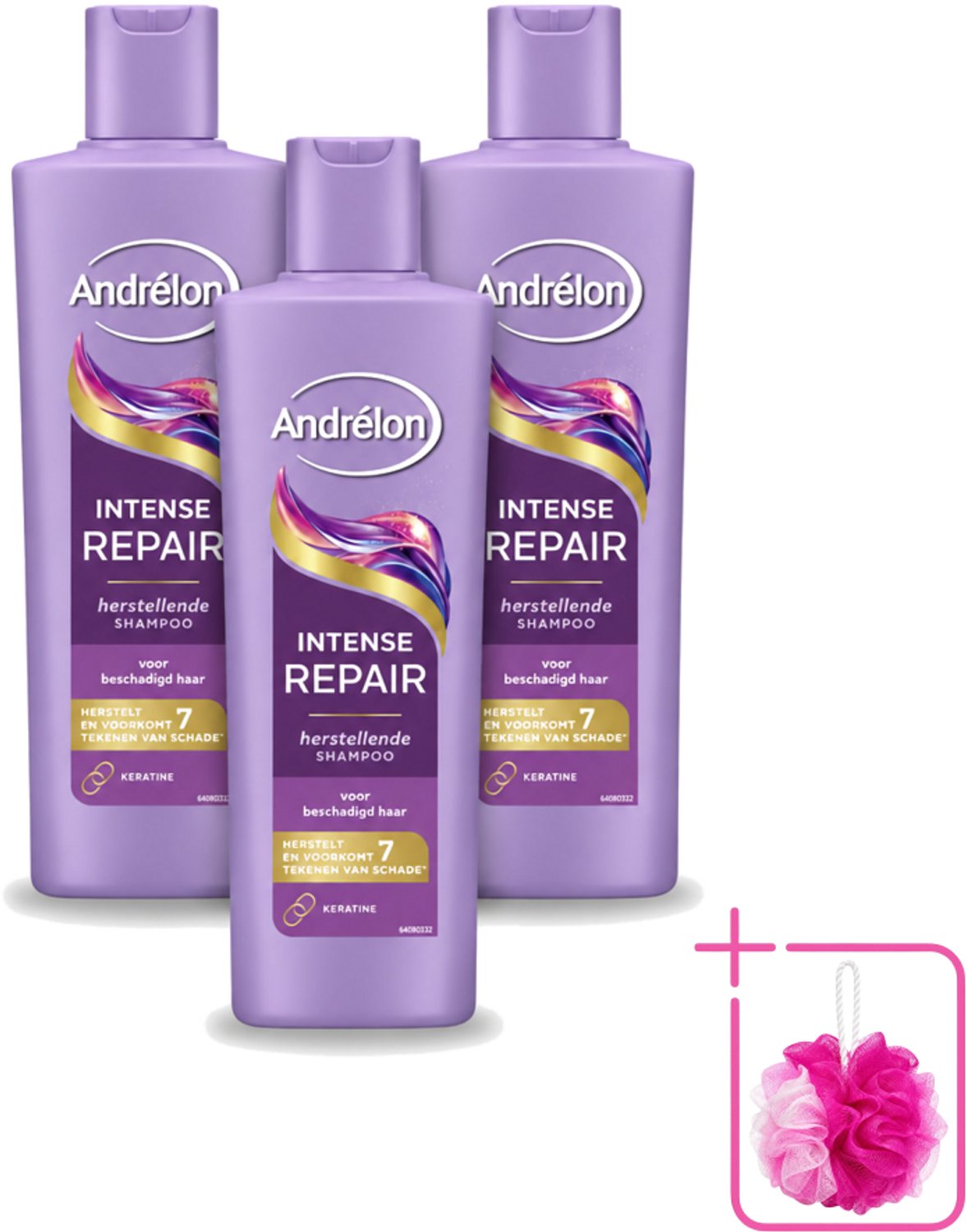 3 x Andrélon – Shampoo – Intense Repair – 250 ml - Bulkverpakking - Haar herstellen - Douchemop - Beschadigd haar