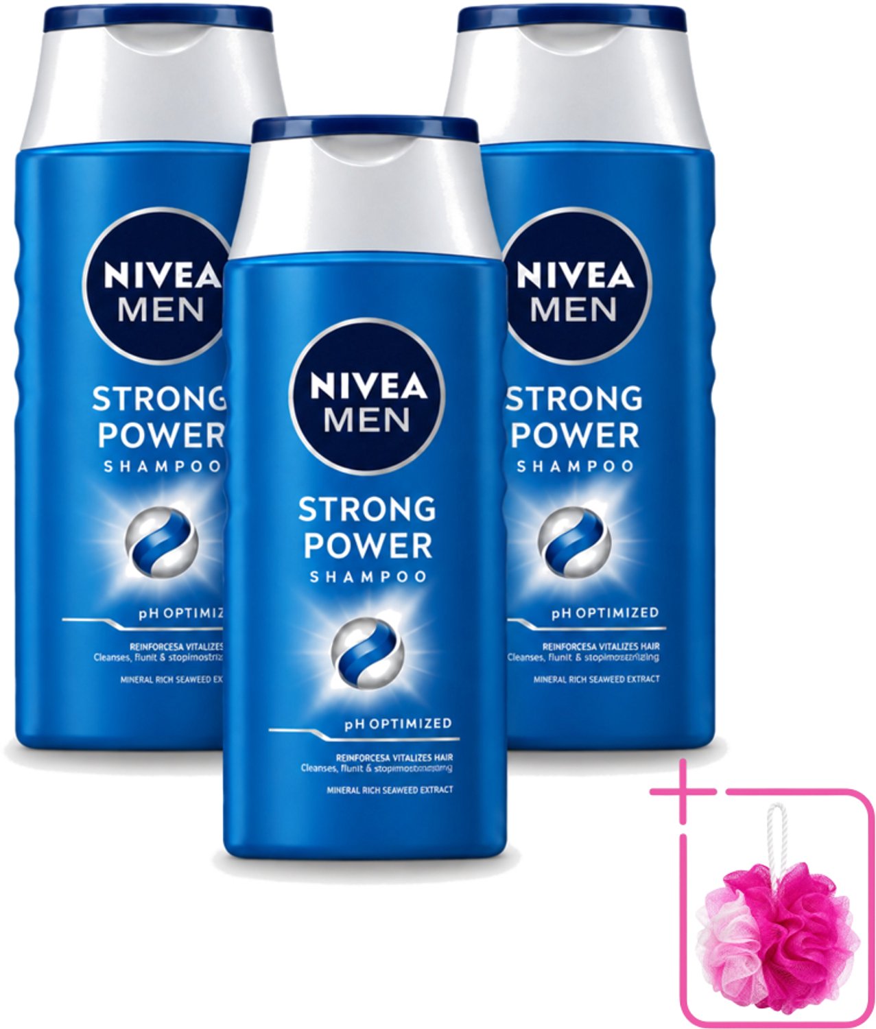 3 x NIVEA MEN – Shampoo – Strong Power – 250 ml - Bulkverpakking - Sterker haar - Douchemop - Vol haar