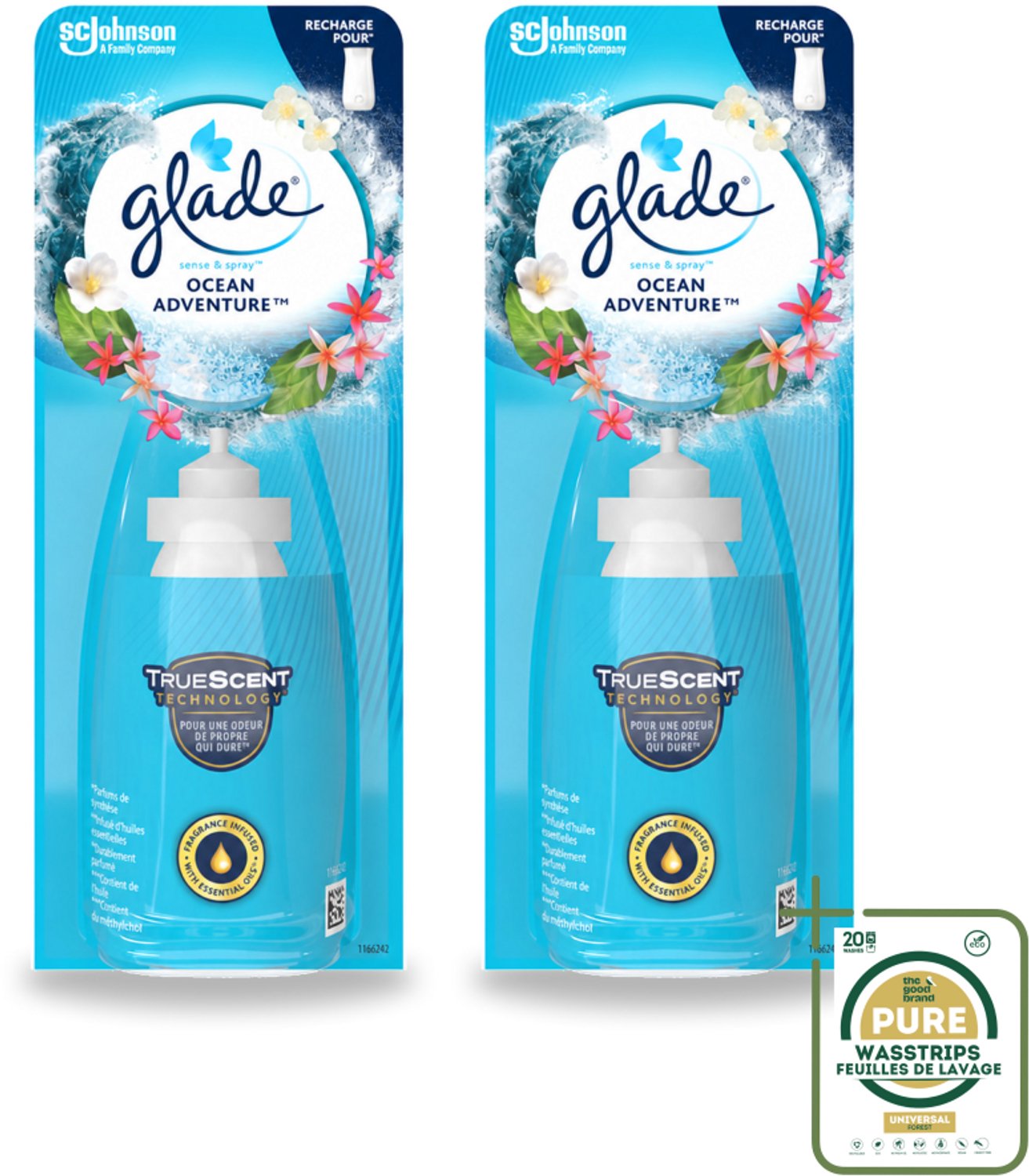 2 x Glade - Sense & Spray - Ocean Adventure - 18 ml - Luchtverfrisser - Zeegeur - Citrusgeur - Bloemengeur - Automatische Geur