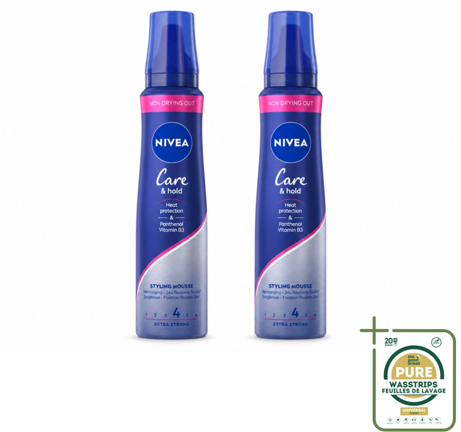 2 x NIVEA - Stylingschuim - Verzorging & Stevigheid - Hittebescherming - 150 ml - Haarsprays - Stylingmousse - Haarverzorging - Hittebescherming - 24-uurs Fixatie