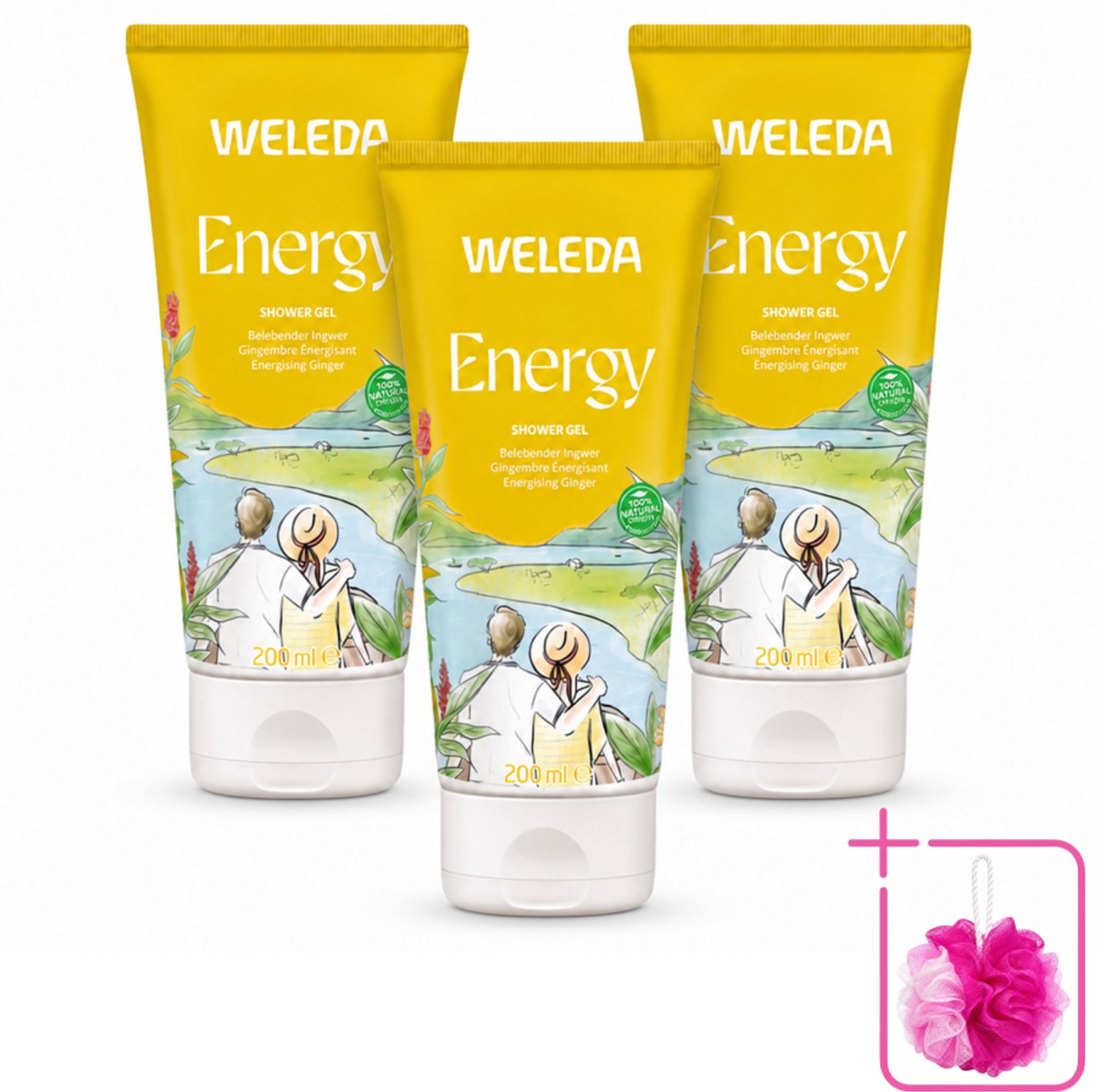 3 x WELEDA - Douchegel Aroma Shower Energy - 200 ml - Bulkverpakking - Energie - Douchemop - Energieboost
