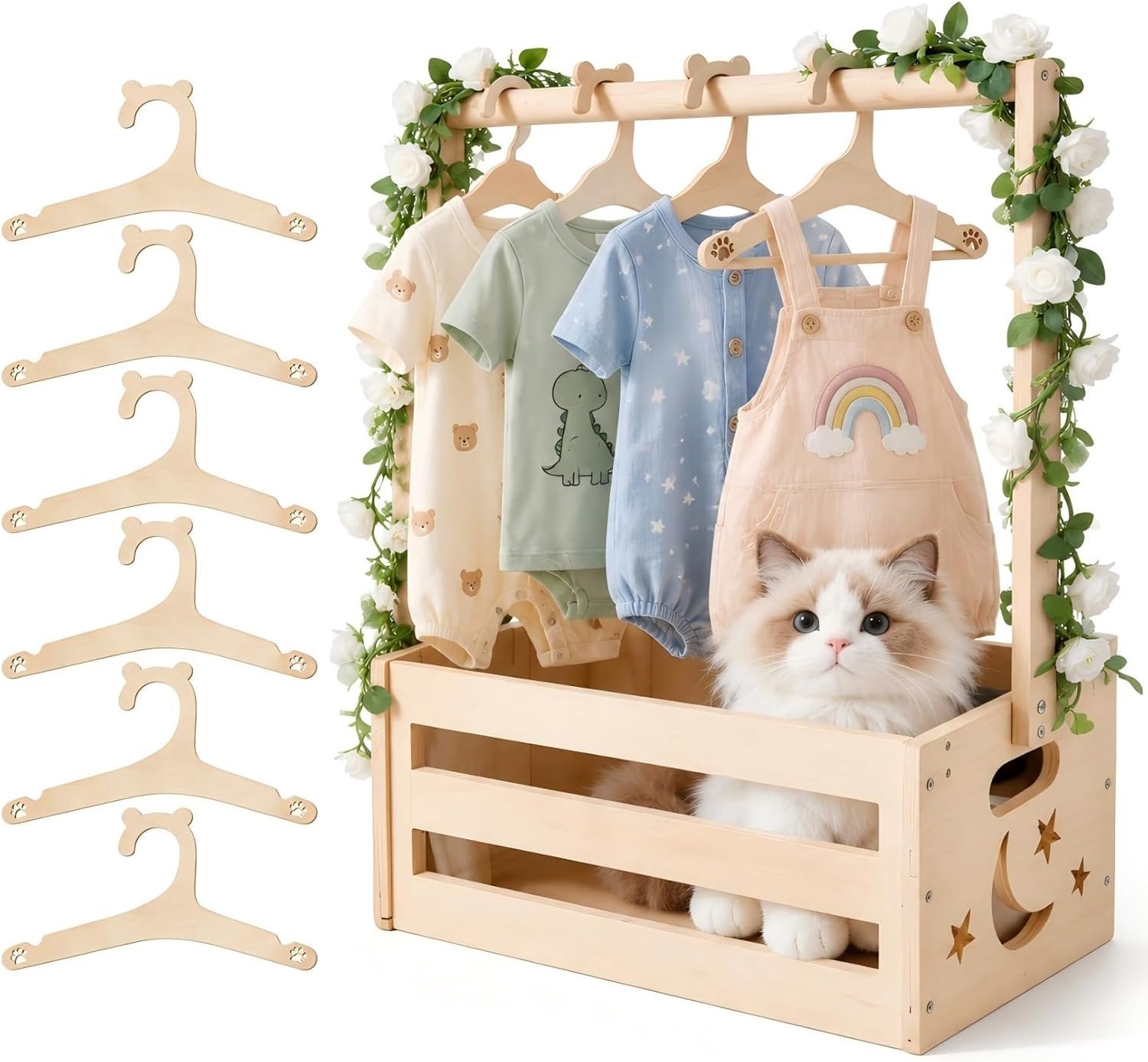 Houten babycadeaumand met handvat Ideaal voor opslag