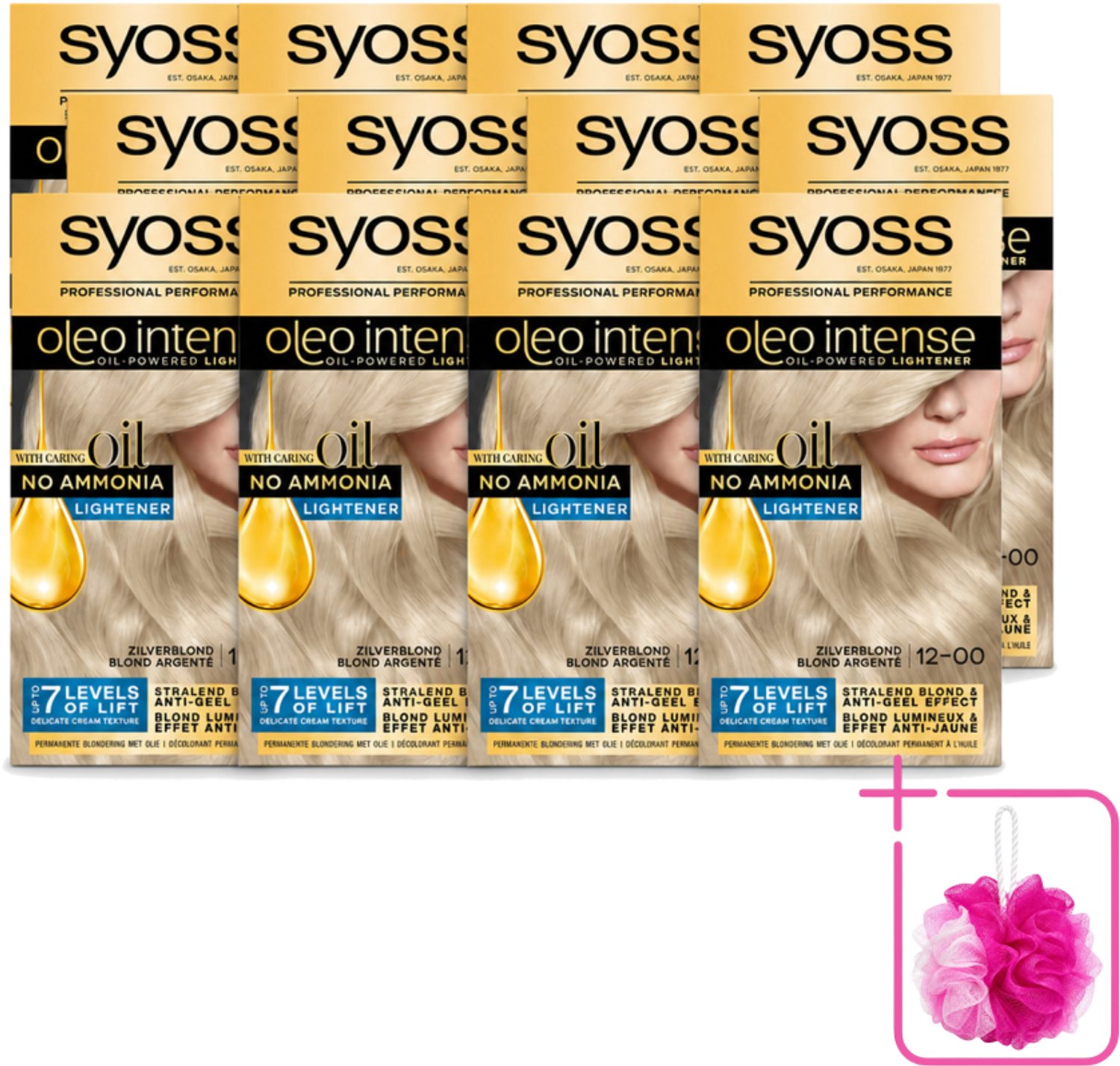 12 x SYOSS - Oleo Intense 12-00 - Haarverf - Permanente Haarkleuring - Zilverblond - Langdurige Kleur - Bulkverpakking - Zilverblond - Douchemop - Haarkleur