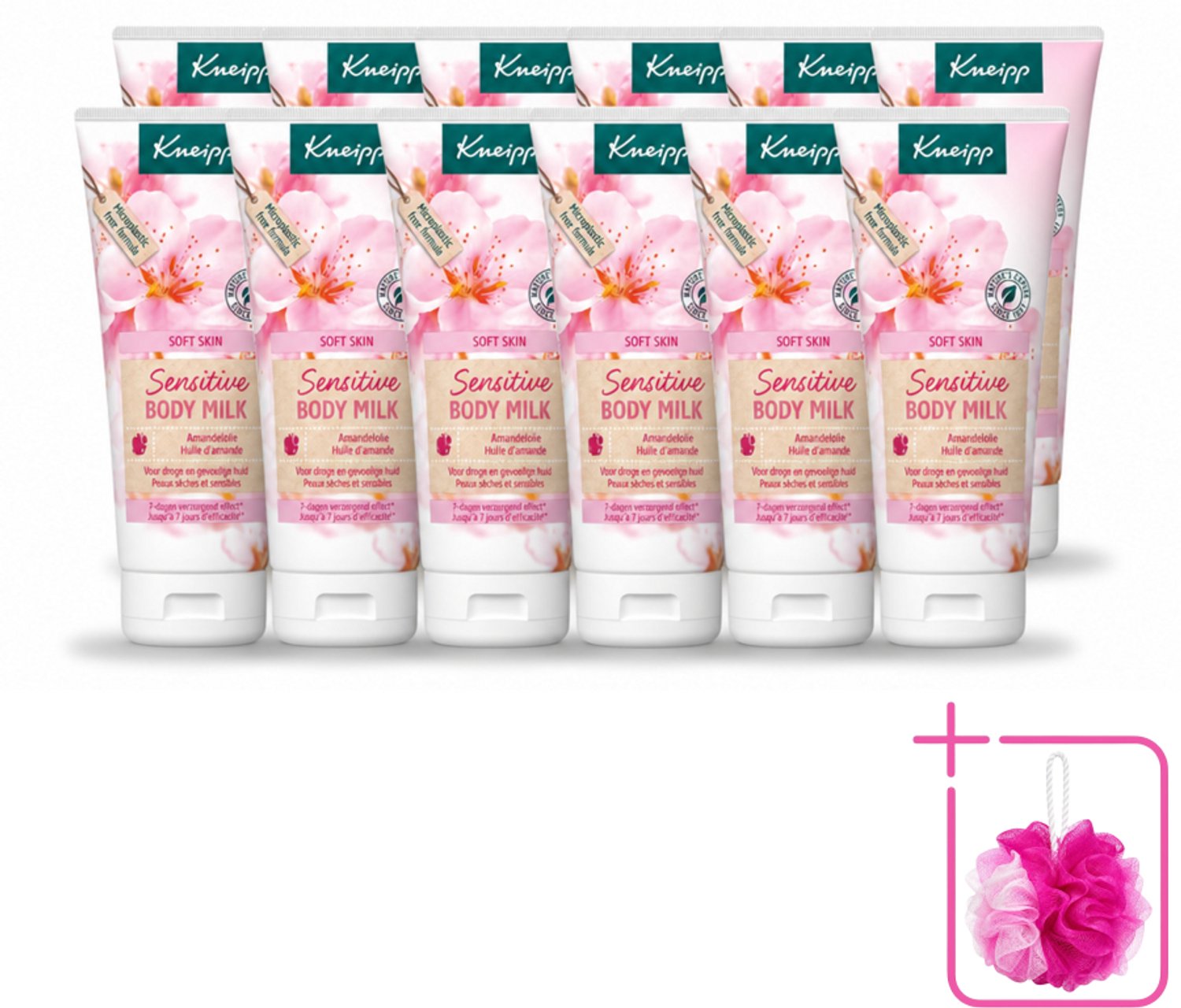 12 x Kneipp - Body lotion - Soft Skin - Amandelbloesem - 200 ml - Bulkverpakking - Gevoelige huid verzorging - Douchemop - Droge huid verzorging