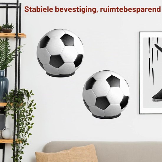 4 stuks robuuste wandgemonteerde balstandaard, 10 cm, hoogwaardige wandhouder, balopbergrek, balhouder met schroeven en opblaasapparaat, voor basketbal, voetbal — afbeelding 2