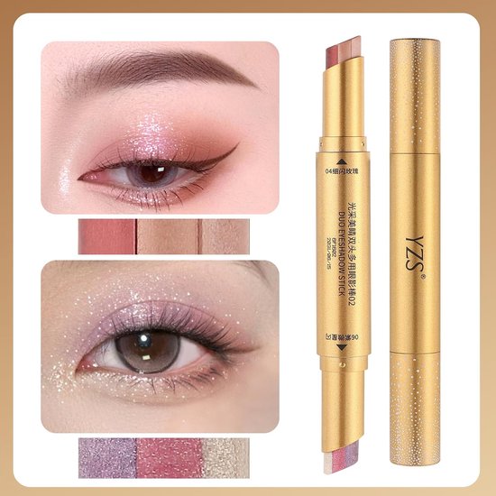 3 stuks dual-ended gradiënt oogschaduwstift, drie kleuren mat & shimmer crème oogschaduw stick, one step oogschaduwpen langdurige oogmake-up — afbeelding 4