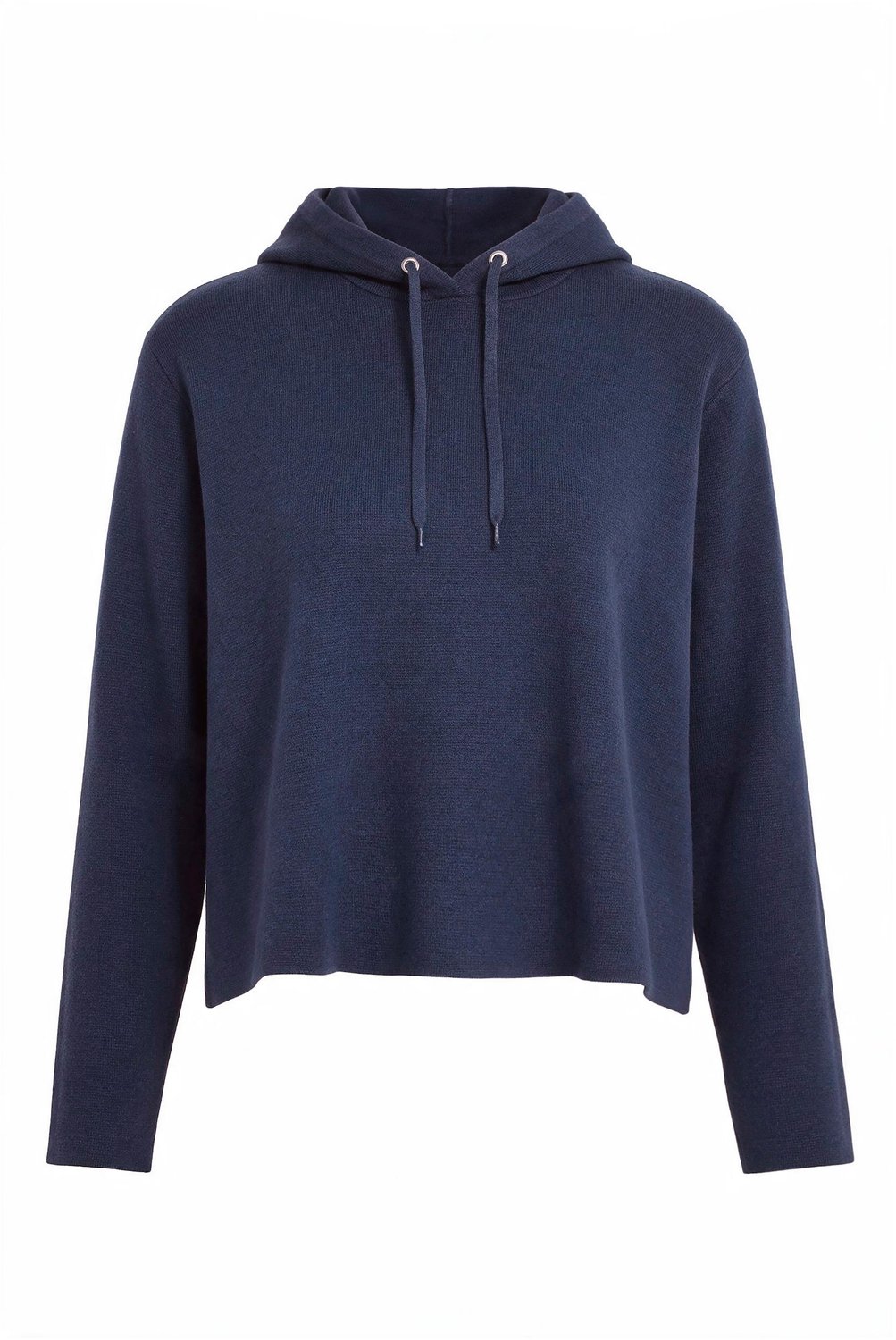 Ulla Popken - Dames - Gebreide hoodie boxy fit capuchon lange mouwen - Marine melange - Maat 46+
