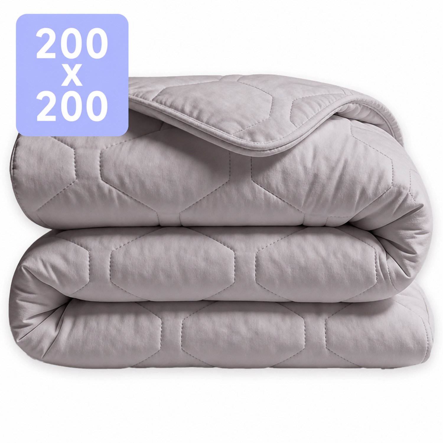 HappyBed Dekbed zonder overtrek 200x200 - Wasbaar Dekbed - Bedrukt dekbed zonder hoes - Hoesloos Dekbed - Tweepersoonsdekbed - Grey