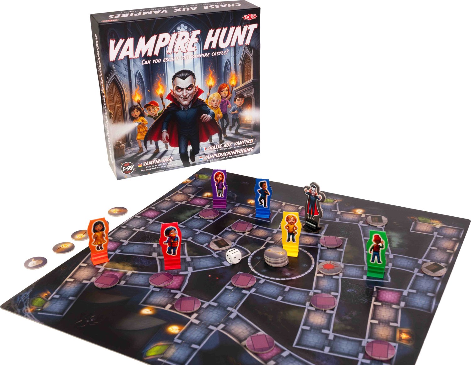 Tactic Vampire Hunt - Bordspel - Familiespel - Ontsnap uit het Kasteel van de Vampier - Strategisch Avonturenspel - Vermijd de Vampier(s) en Vind de Uitgang - Spannend Spel voor Kinderen en Families - 2 tot 6 Spelers - Vanaf 5 Jaar — afbeelding 19
