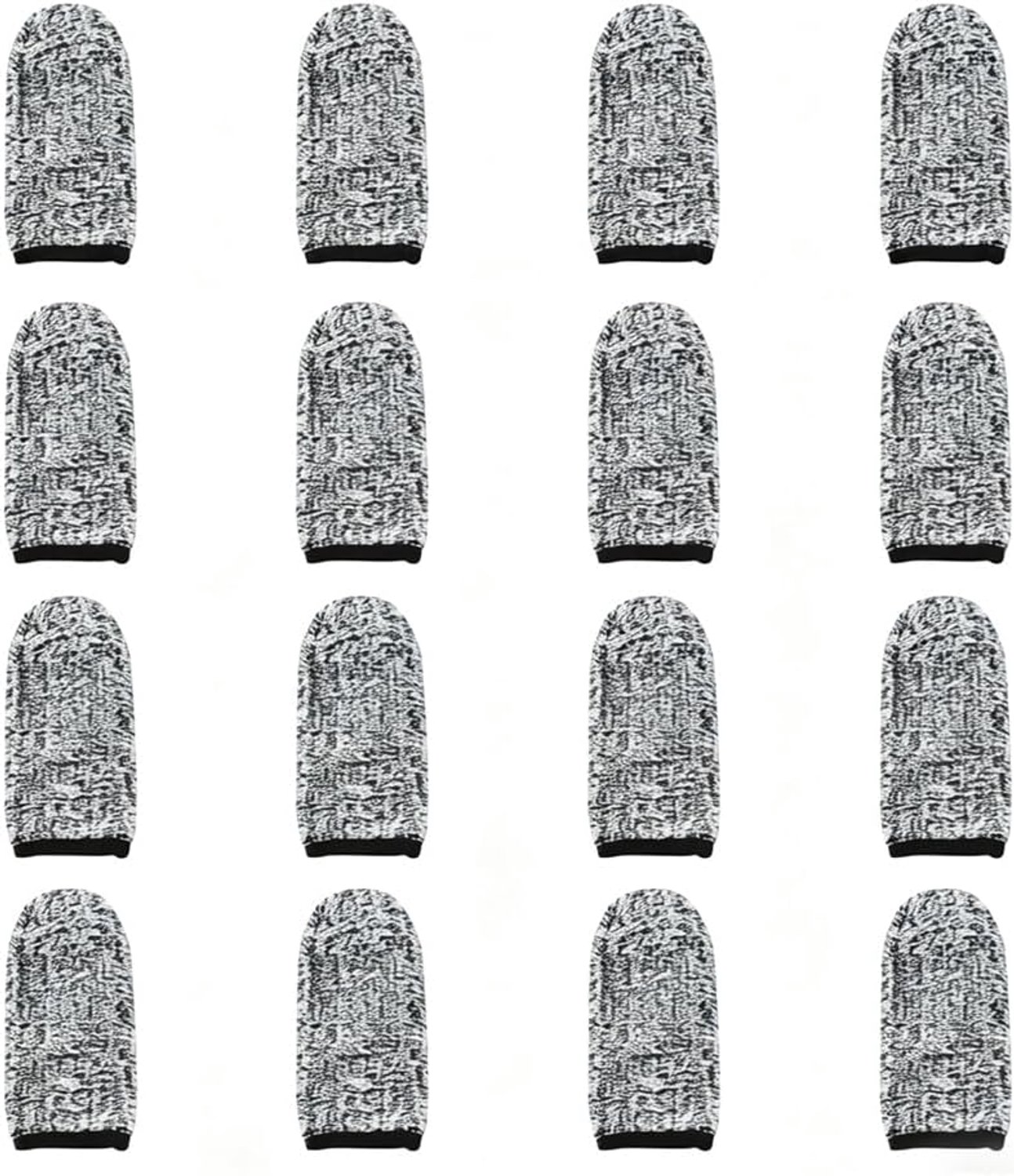 Snijbestendige vingerpads, 16 stuks, ademende duimbescherming voor keuken, tuin en werk. Antislip vingerkbescherming, herbruikbare vingerpleisters, 68 mm x 25 mm, grijs met zwarte rand.