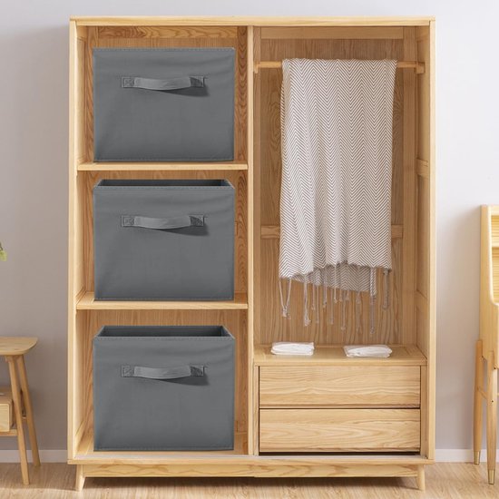 Set van 4 opvouwbare opbergdozen, 28 x 28 x 28 cm, opbergkubus, vouwdoos, organizer box voor speelgoed, kleding — afbeelding 5