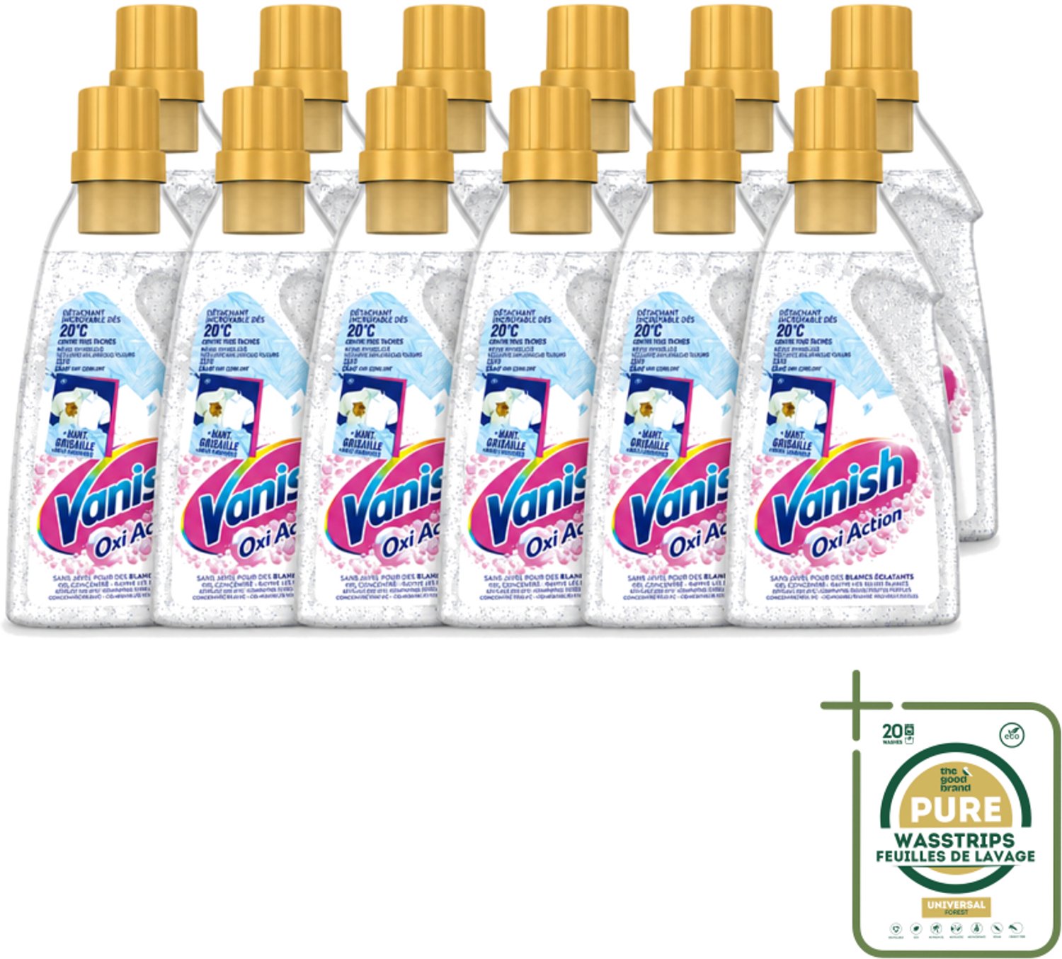 12 x Vanish – Wasbooster Gel – Oxi Action Whitening – 750 ml - Wasstrips - Wasbooster Gel - Witte Was - Vlekverwijdering - Witversterking - Actieve Zuurstof