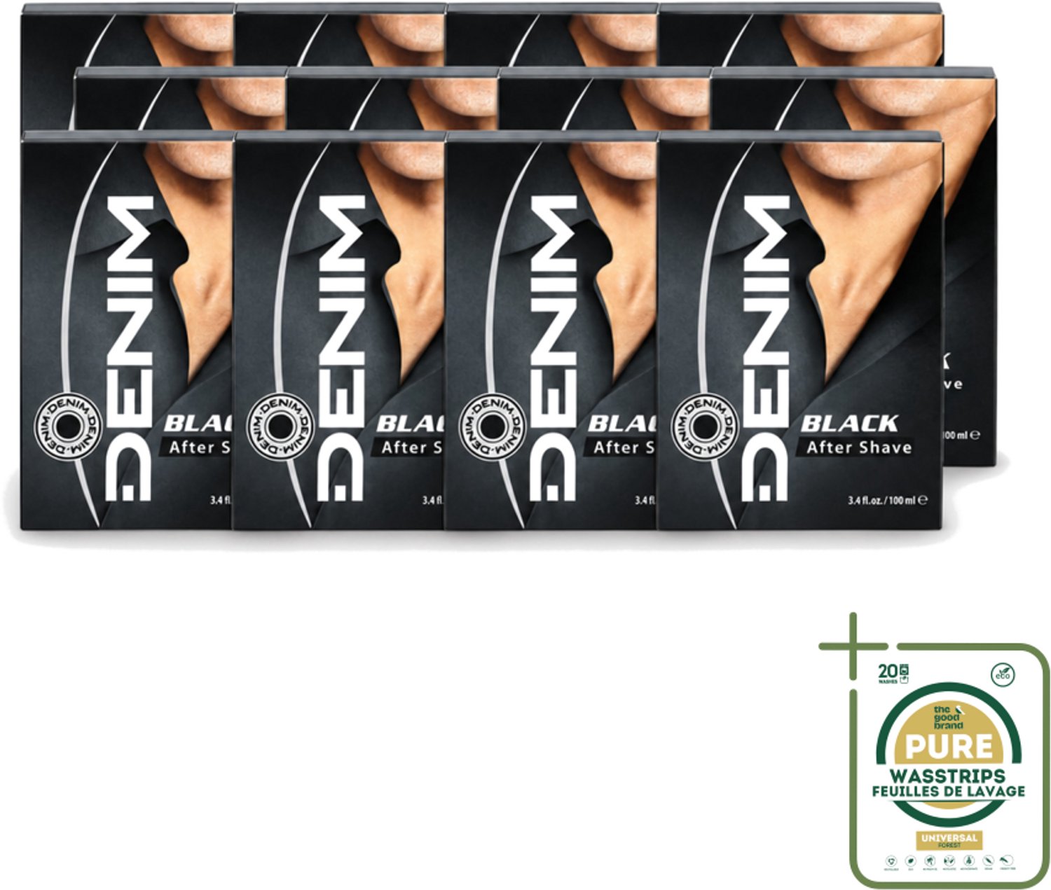 12 x Denim – Aftershave – Black – 100 ml - Aftershave - Aftershave Man - Aftershave Voor Mannen - Aftershave Na Scheren - Scheren Aftershave