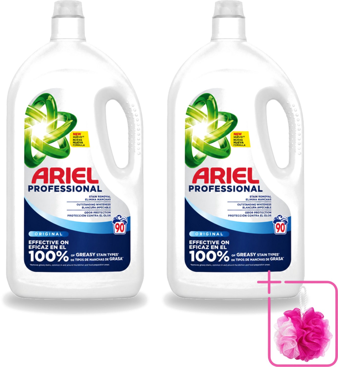 2 x Ariel – Vloeibaar Wasmiddel – Professional Regular - 90 wasbeurten - 4,05 L - Bulkverpakking - Wasmiddel - Douchemop - Witte was