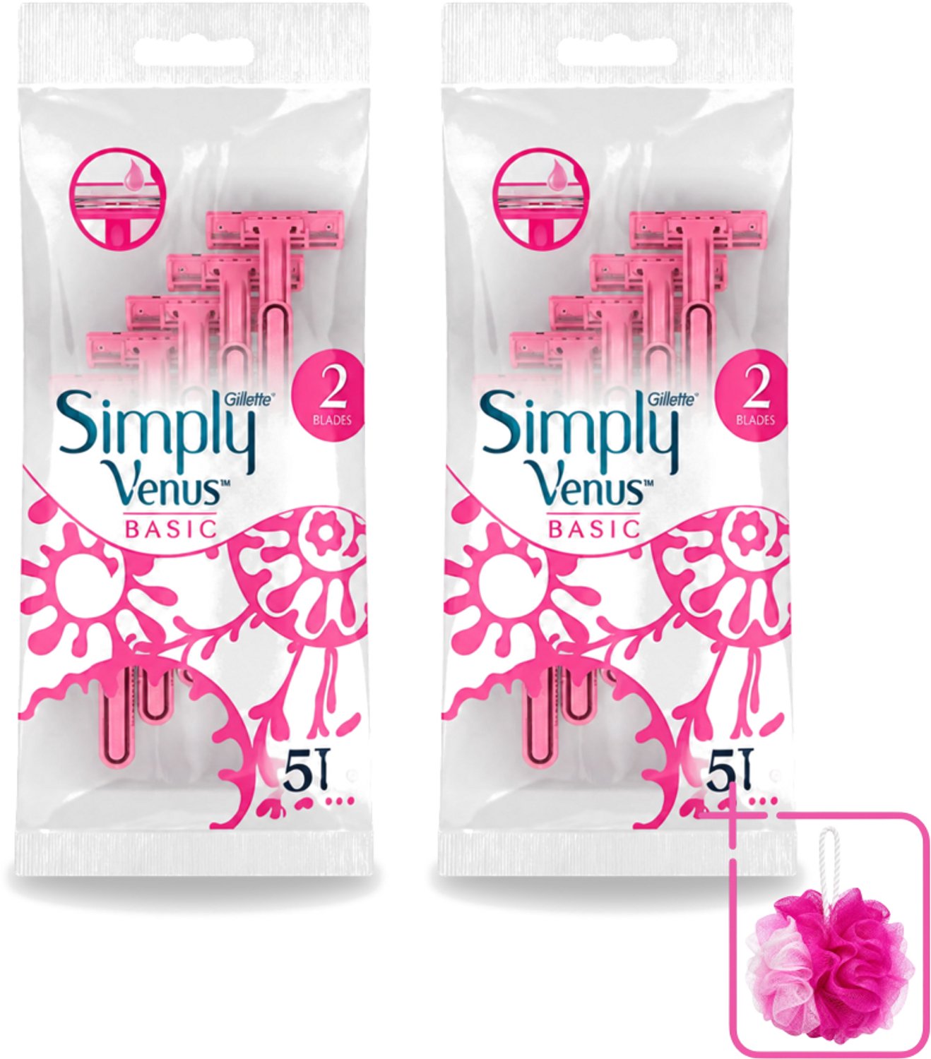 2 x Gillette Simply Venus – Wegwerpscheermesjes – Basic – 5 mesjes - Bulkverpakking - Scheermesje vrouw - Scheermesje voor vrouwen