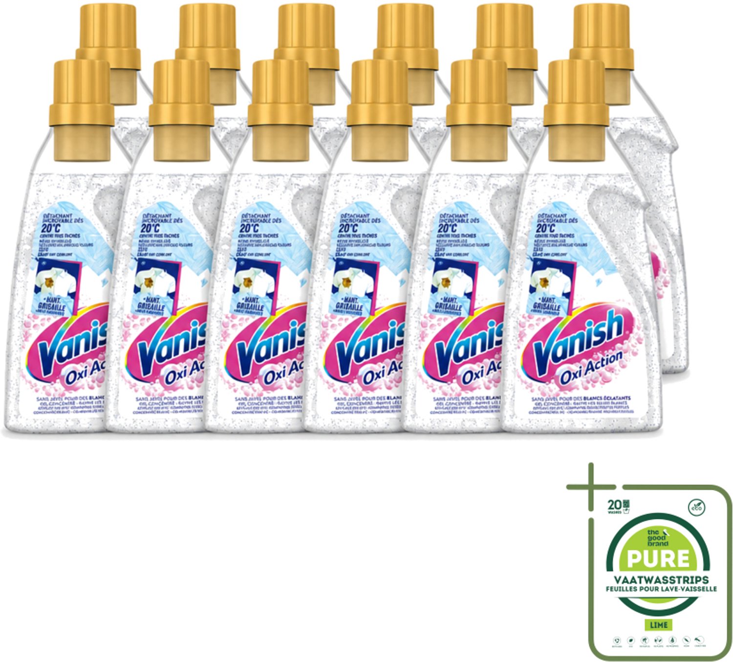12 x Vanish – Wasbooster Gel – Oxi Action Whitening – 750 ml - Grootverpakking - Vaatwasstrips - Wasbooster - Witte Was - Vlekverwijdering - Wasprogramma - Zuurstof