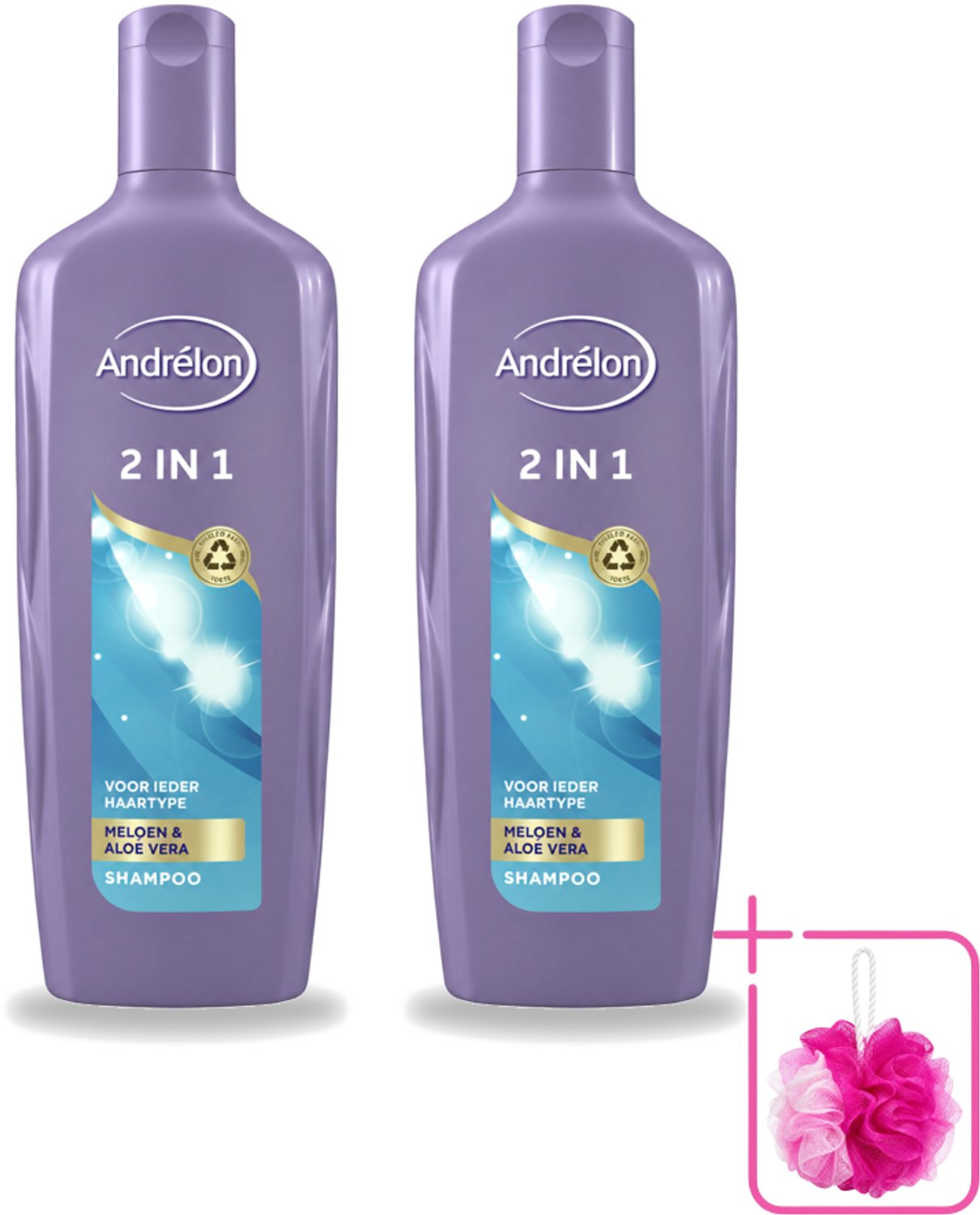 2 x Andrélon - 2-in-1 - Shampoo - Reinigt & Verzorgt - 300 ml - Bulkverpakking - 2-in-1 shampoo conditioner - Douchemop - Haar reinigen