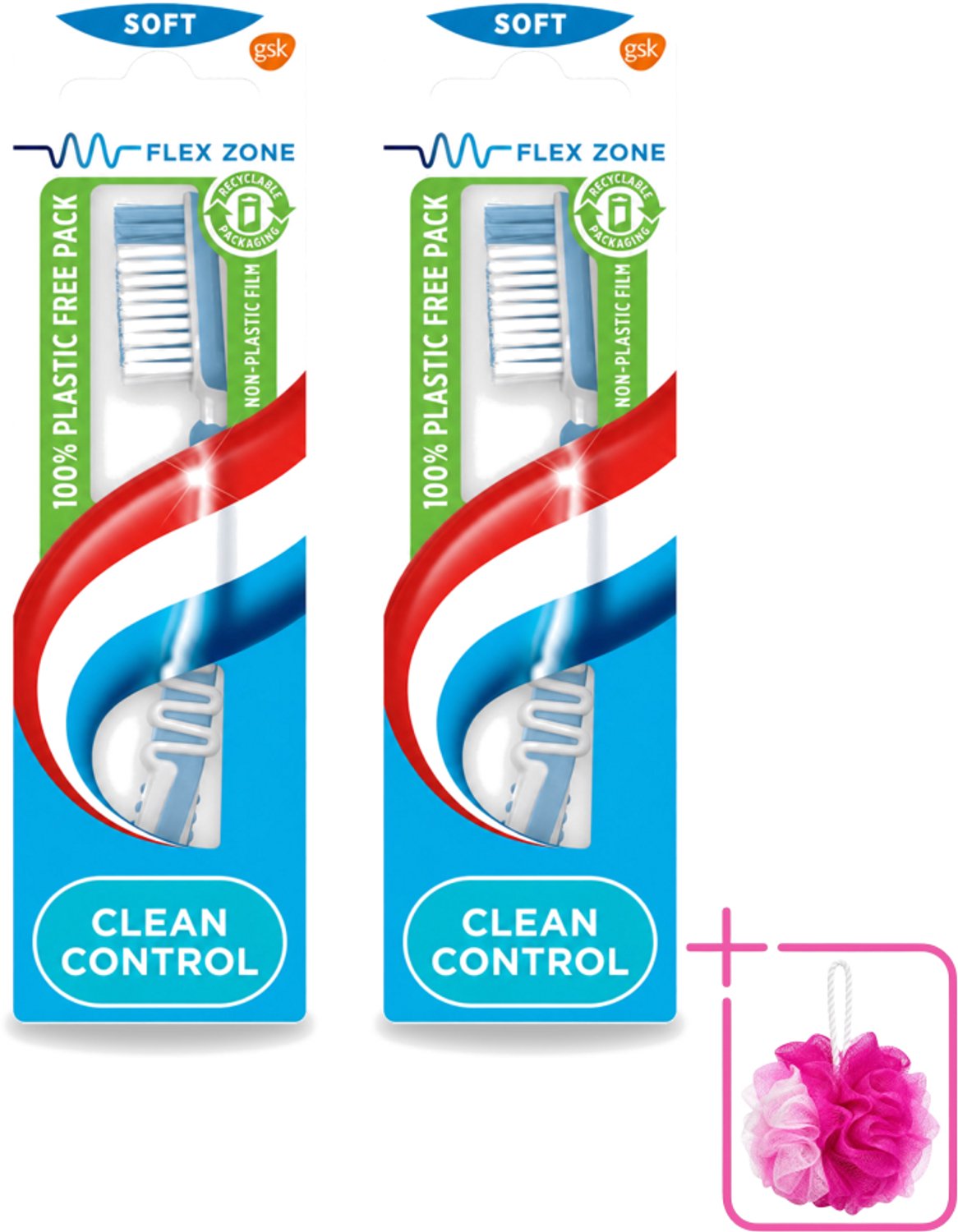2 x Aquafresh - Tandenborstel - Clean Control - Soft - Zachte Reiniging - 1 Tandenborstel - Bulkverpakking - Tandenborstel - Tandenborstel zacht