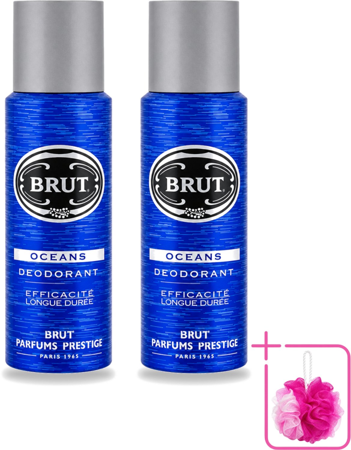 2 x Brut - Deodorant - Spray - Oceans - Fris & maritiem aroma - 200ml - Bulkverpakking - Deodorant spray - Douchemop - Fris