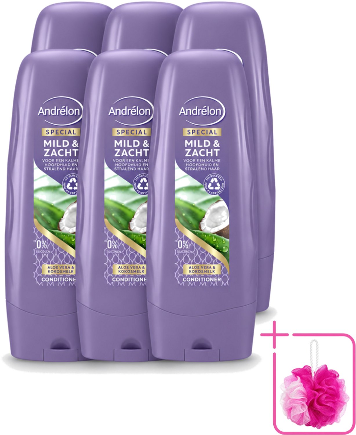 6 x Andrélon - Mild & Zacht - Conditioner - Voor Gevoelige Hoofdhuid - 300 ml - Bulkverpakking - Gevoelige hoofdhuid - Douchemop - Droge hoofdhuid