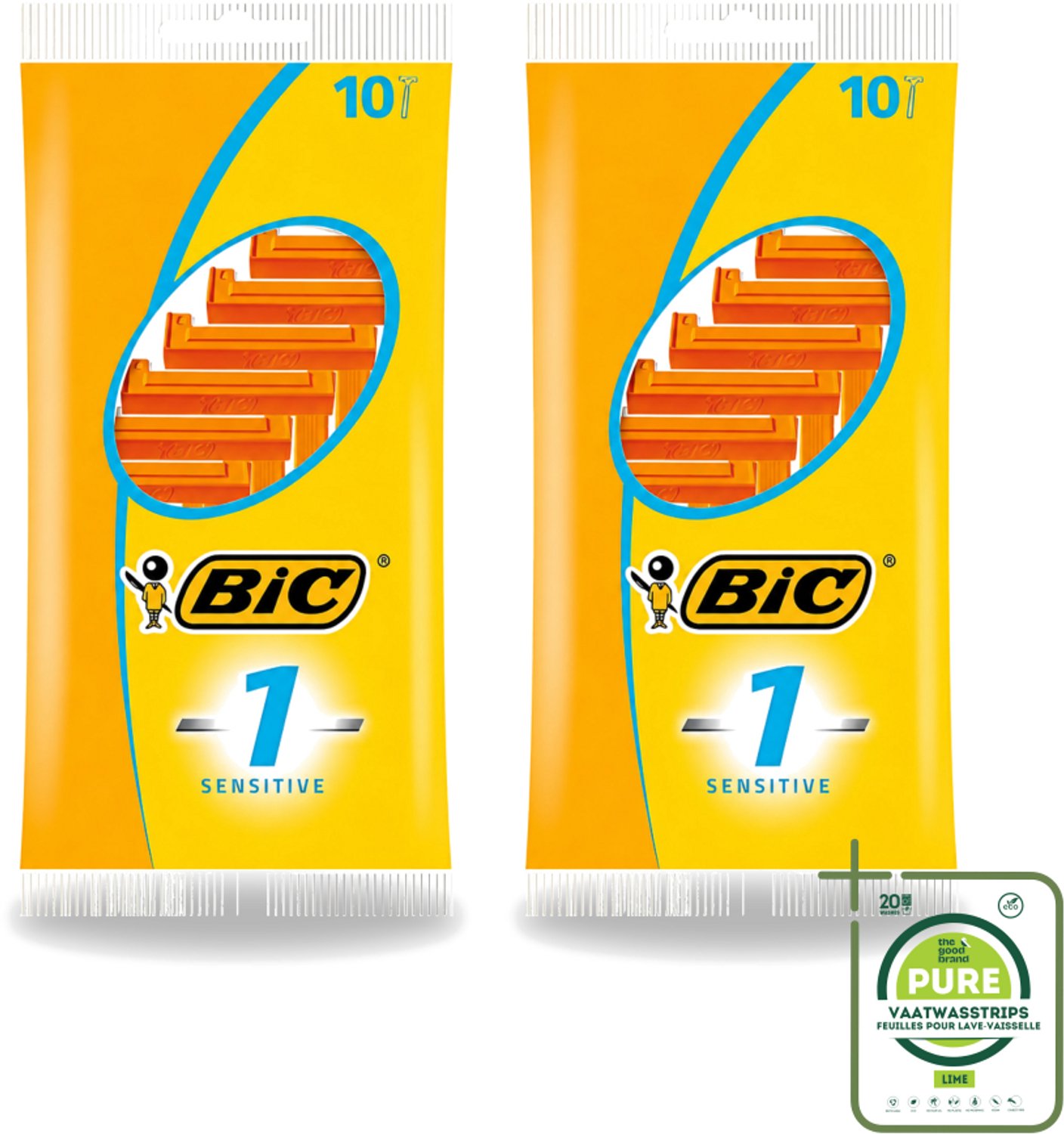 2 x Bic - Scheermesjes - Sensitive - Enkel Mesje - Wegwerpmesjes - 10 Scheermesjes - Grootverpakking - Scheermesje - Gevoelige Huid - Wegwerpscheermesje - Roestvrij Staal - Polymerische Bekleding