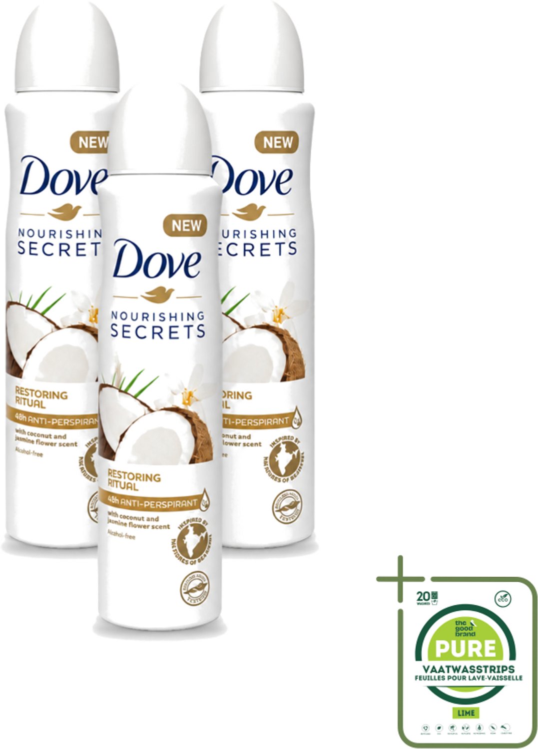 3 x Dove – Deodorant Spray – Restoring Ritual Cocos & Jasmijn – 150 ml - Grootverpakking - Deodorant Spray - Okselverzorging - Kokos En Jasmijn - Alcoholvrije Deodorant - Huidverzorging