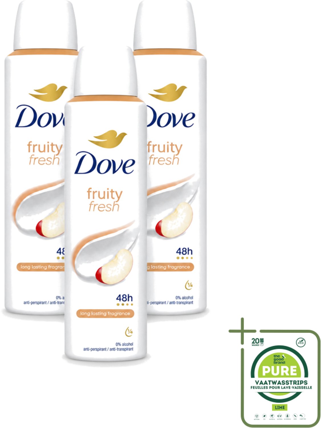 3 x Dove – Deodorant Spray – Fruity Fresh – 150 ml - Grootverpakking - Deodorant Spray - Fris - Fruitige Geur - Okselhuid Verzorging - Transpiratiegeur