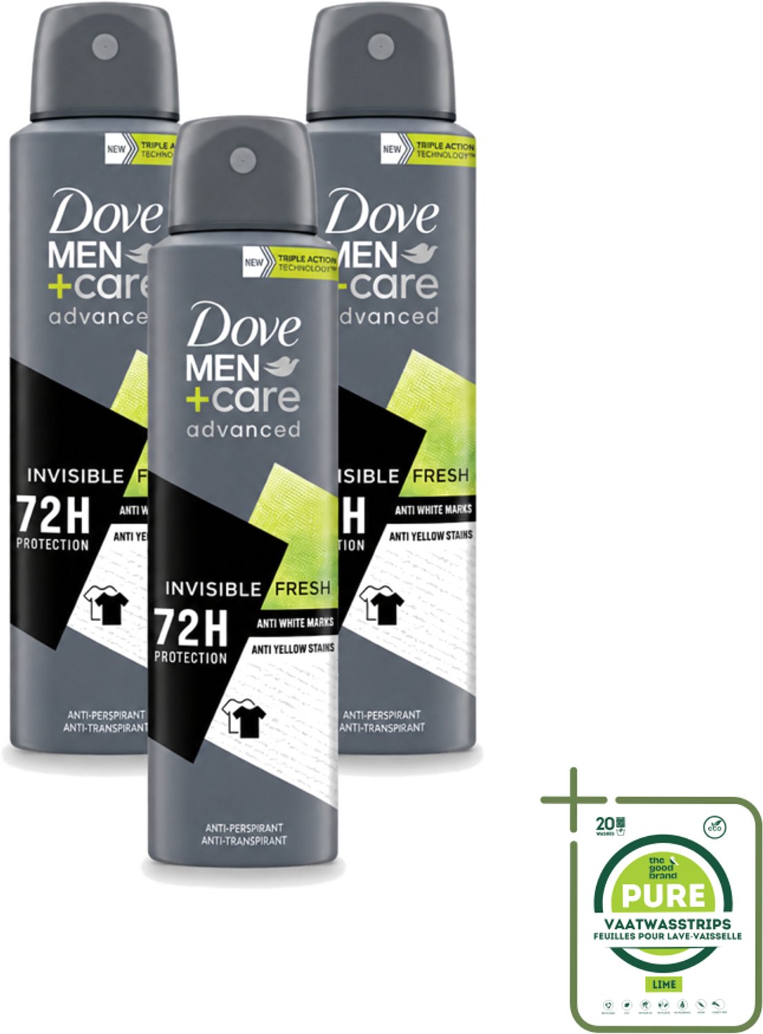 3 x Dove Men+Care – Deodorant Spray – Advanced Invisible Fresh – 150 ml - Grootverpakking - Deodorant Spray Voor Mannen - Frisheid Oksels - Geur Tegen Zweet - Zweetgeur Bestrijding - Verzorging Oksels