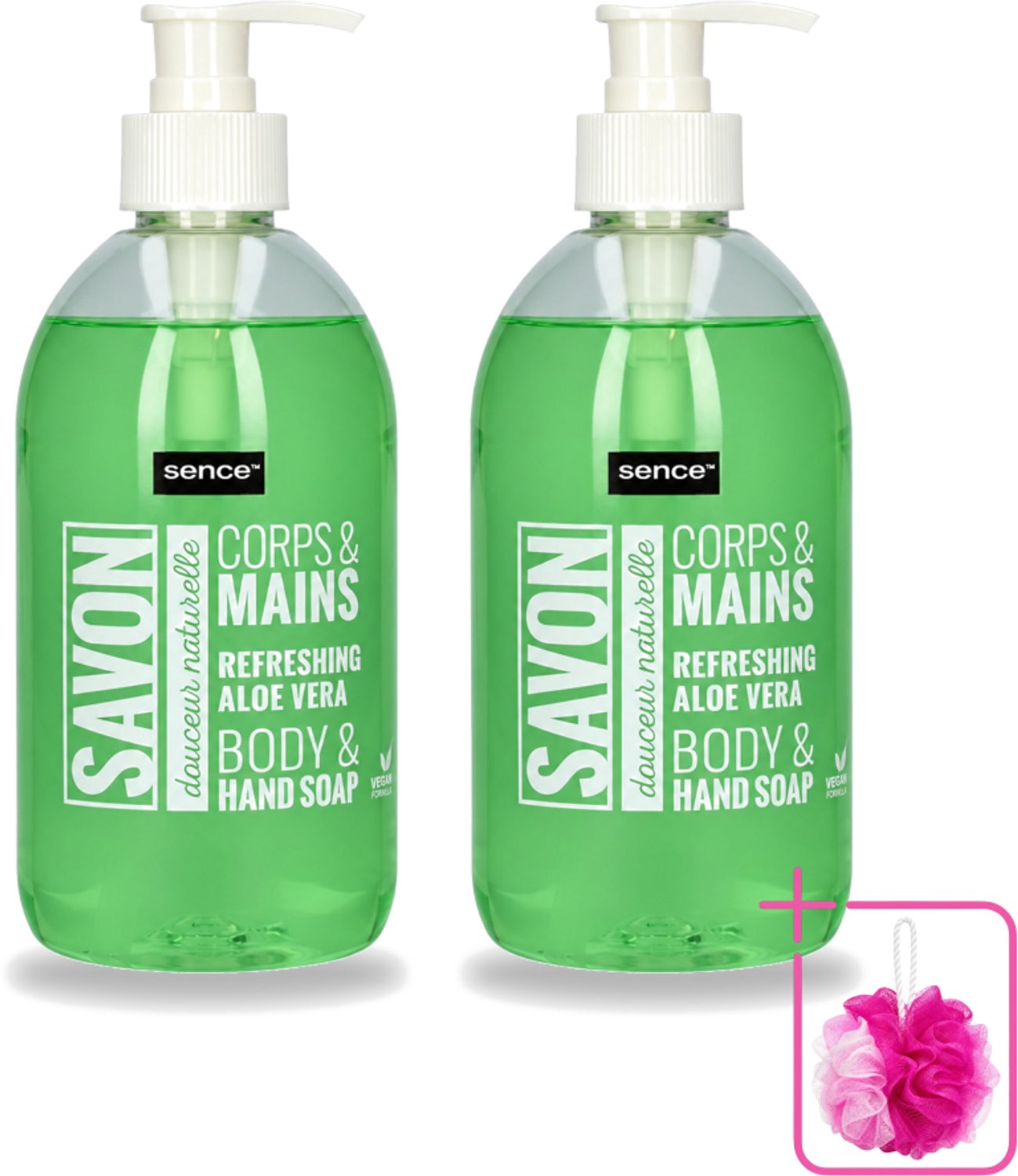 2 x Sence - Refreshing Aloe Vera - Handzeep - Savon - 500 ml - Bulkverpakking - Aloe Vera Handzeep - Douchemop - Handverzorging