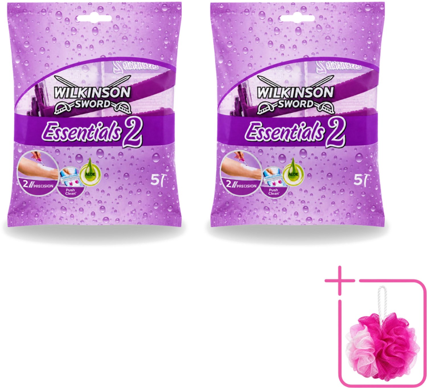2 x Wilkinson - Wegwerpscheermesjes Essentials 2 - Voor Dames - Antislip Greep - 5 scheermesjes - Bulkverpakking - Wegwerpscheermesjes voor dames - Scheermesjes met antislip handgreep