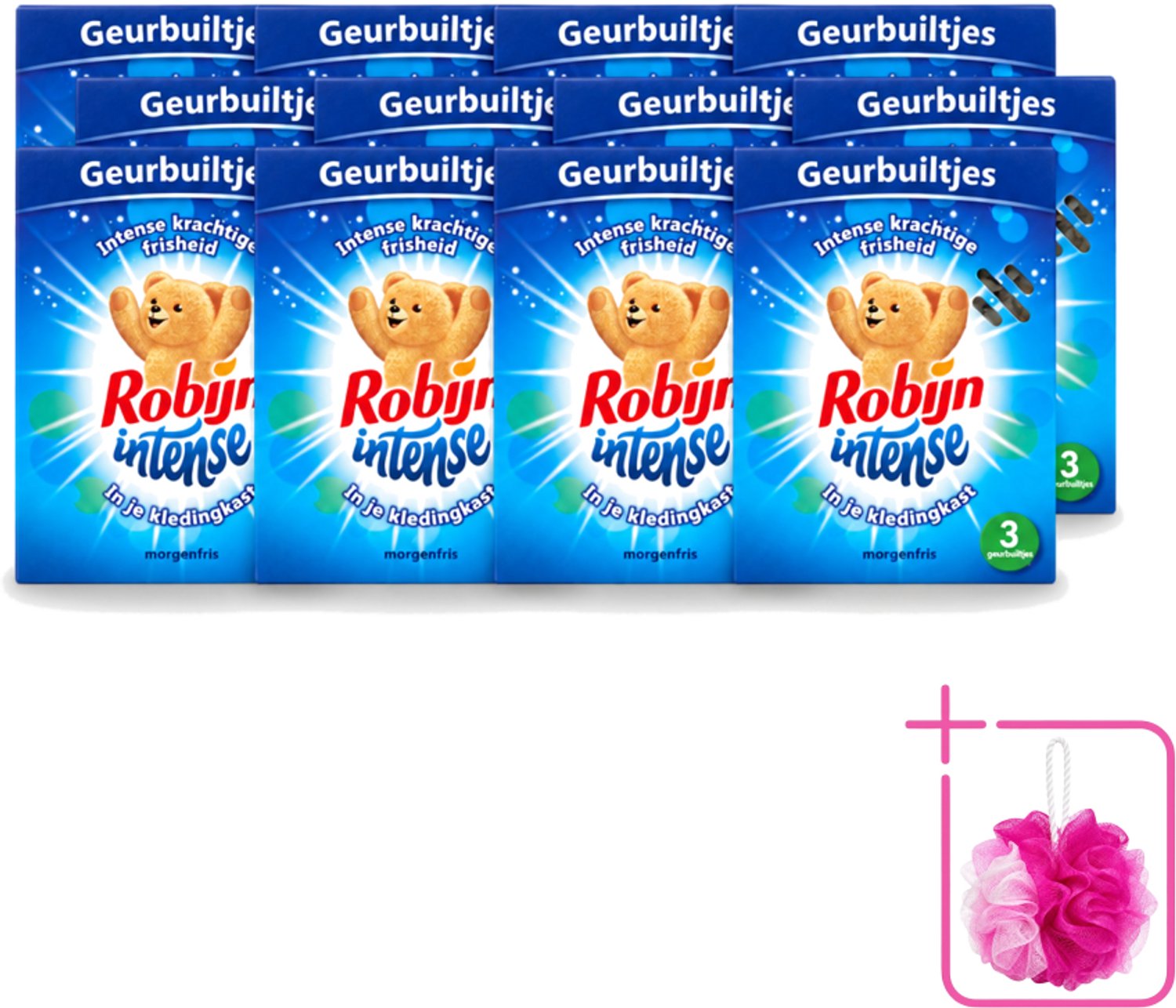 12 x Robijn - Intense - Geurbuiltjes - Langdurige Geur - Intense Frisheid - 3 Geurbuiltjes - Bulkverpakking - Geur in kleding - Douchemop - Frisheid kleding