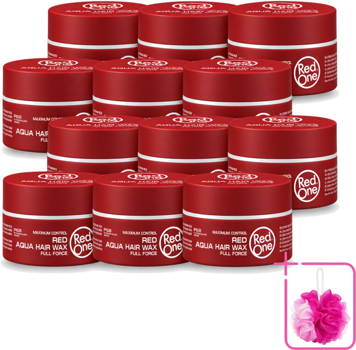 12 x Red One - Haarwax - Red - Aqua Hair Wax - Voor Stevige Styling & Glanzend Resultaat - 150 ml - Bulkverpakking - Haarwax - Strak haar