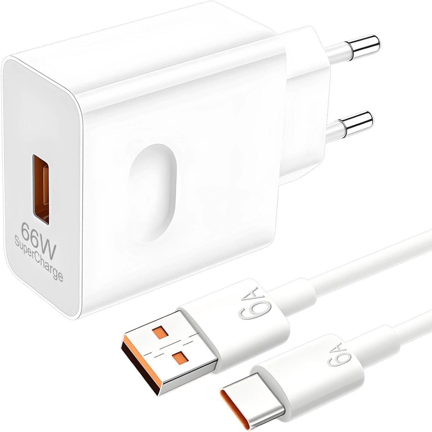 66 W snellader compatibel met Honor adapter USB C Super Charge met kabel 1m - ShopVlot