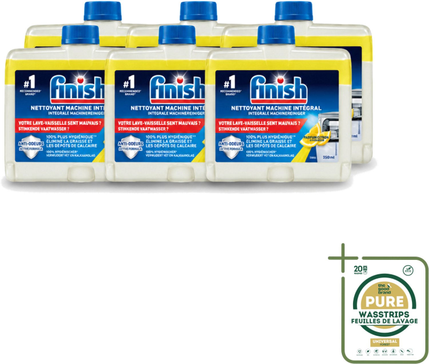 6 x Finish – Machinereiniger – Hygiene Lemon – 250 ml - Vaatwasser Reinigen - Vaatwasser Hygiëne - Vaatwasser Reinigingsmiddel - Citroengeur - Kalkaanslag Verwijderen