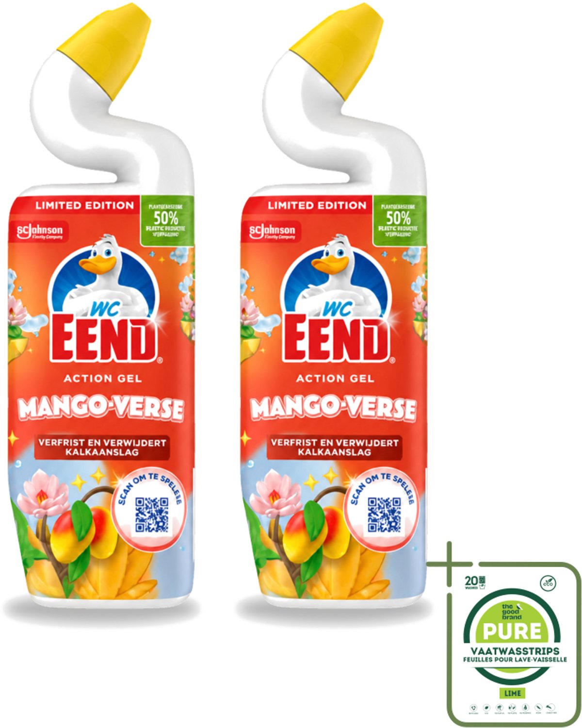 2 x WC Eend – Toiletgel – Action Gel Mango Fresh – 750 ml - Grootverpakking - Vaatwasstrips - Toiletreiniger - Wc Reinigen - Kalkaanslag Verwijderen - Toilet Schoonmaken - Toilet Hygiëne