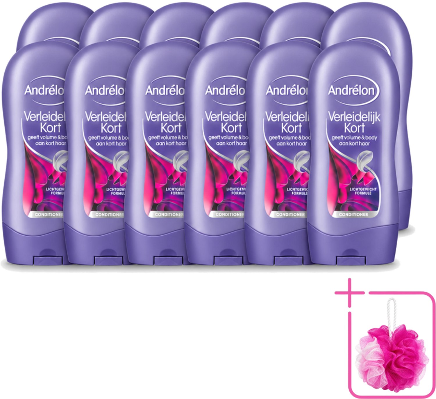 12 x Andrélon - Verleidelijk Kort - Conditioner - Voor Kort Haar - 300 ml - Bulkverpakking - Kort haar conditioner - Douchemop - Volume voor kort haar