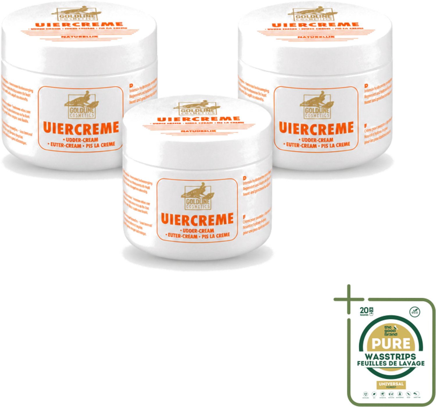 3 x Goldline - Uiercrème - Huidverzorging - Intensief Hydraterend - 250 ml - Wasstrips - Uiercrème - Huidverzorging - Hydratatie - Droge Huid - Gevoelige Huid