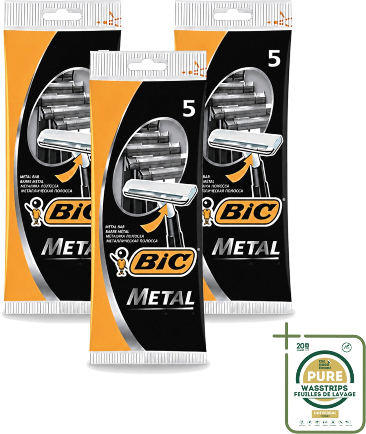 3 x Bic - Scheermesjes - Metaal - Enkel Mesje - Wegwerpmesjes - 5 Scheermesjes - Scheermesje - Wegwerpmesje - Roestvrij Staal - Enkel Mesje - Precisie Scheren