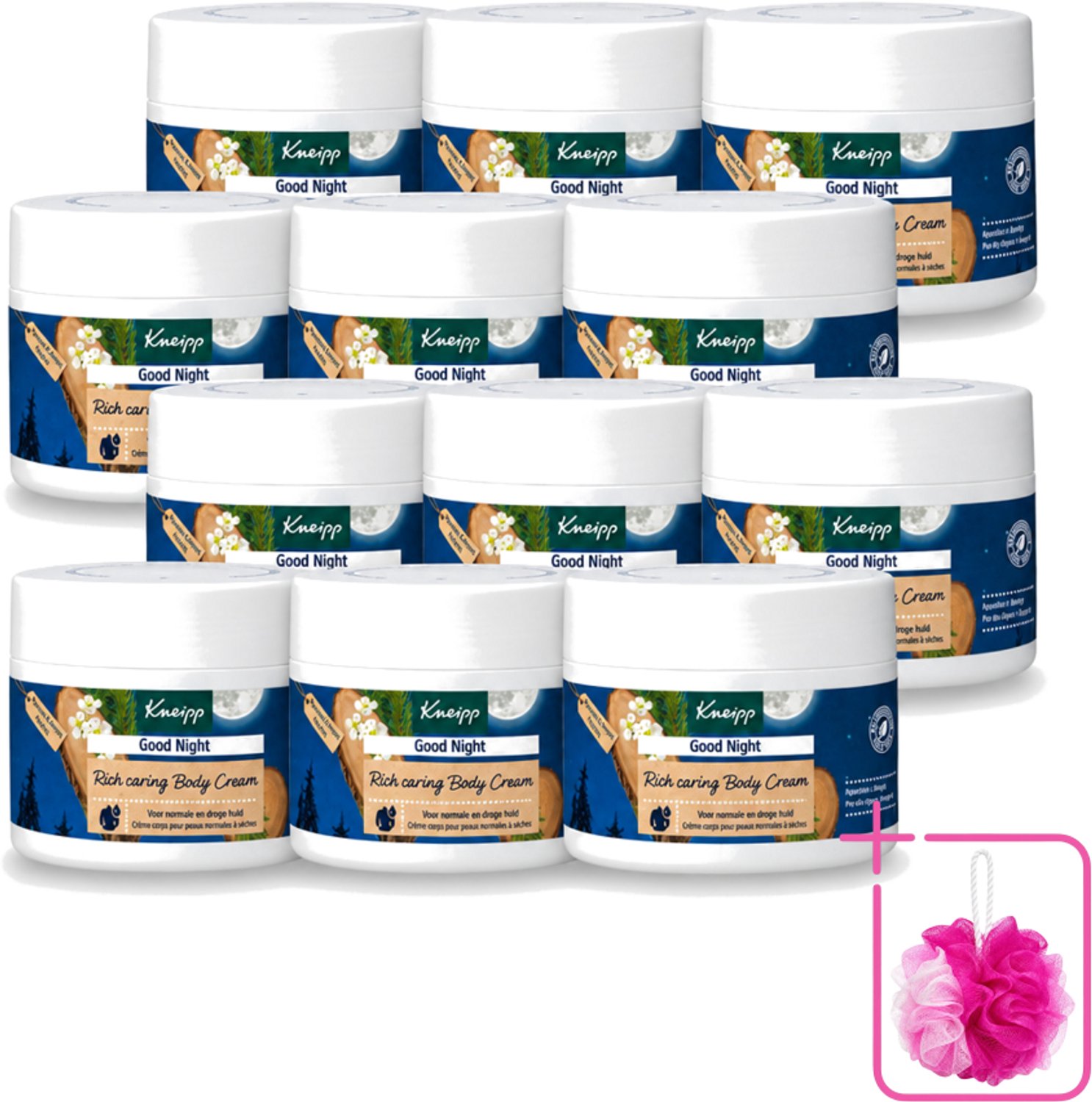 12 x Kneipp – Bodycrème – Good Night Alpenden & Amyris – 200 ml - Bulkverpakking - Nachtverzorging - Douchemop - Ontspanning